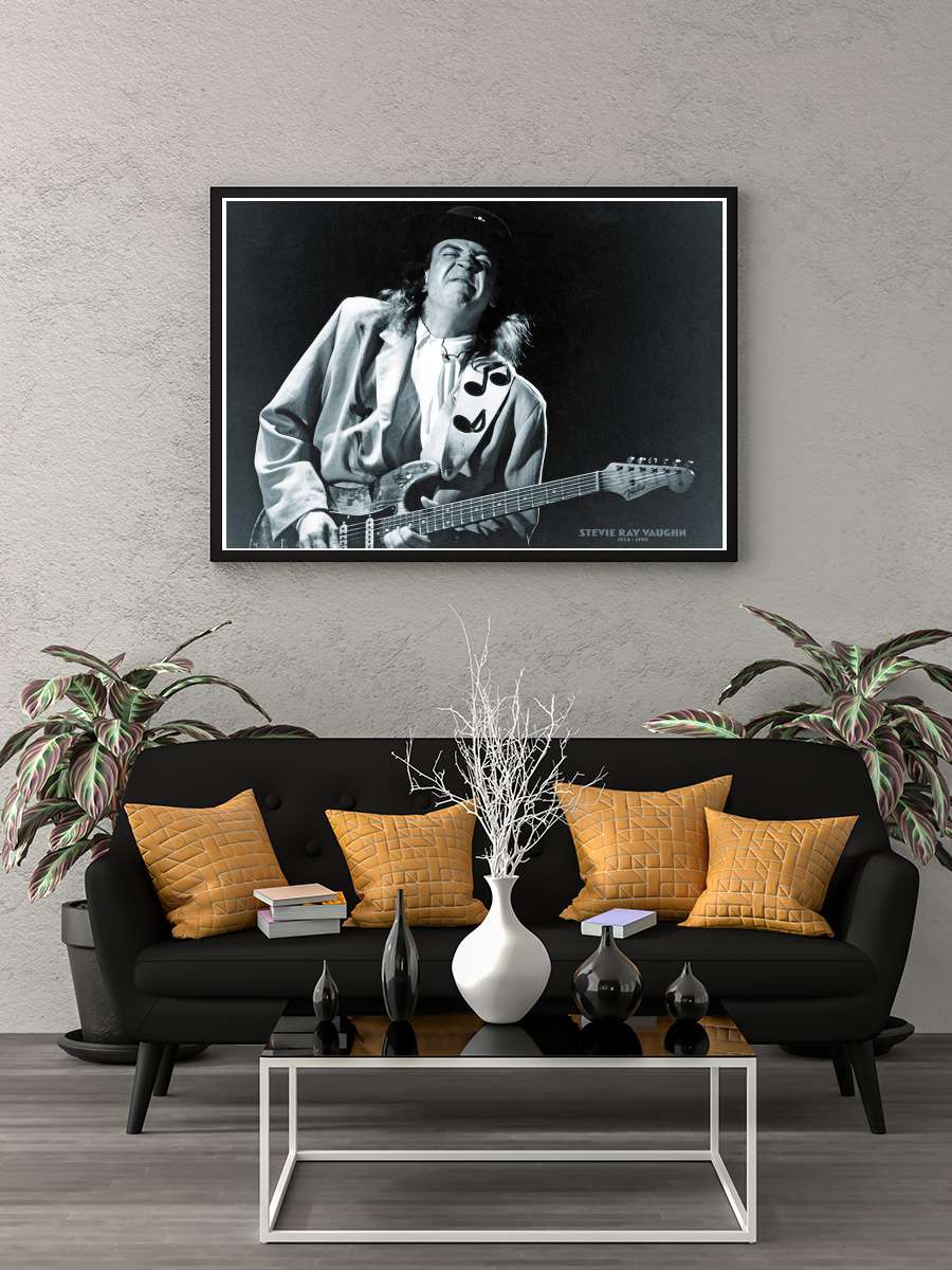 Stevie Ray Vaughan - 1954-1990 Müzik Poster Tablo Siyah Çerçeveli Yüksek Kalite Müzik Duvar Tablo