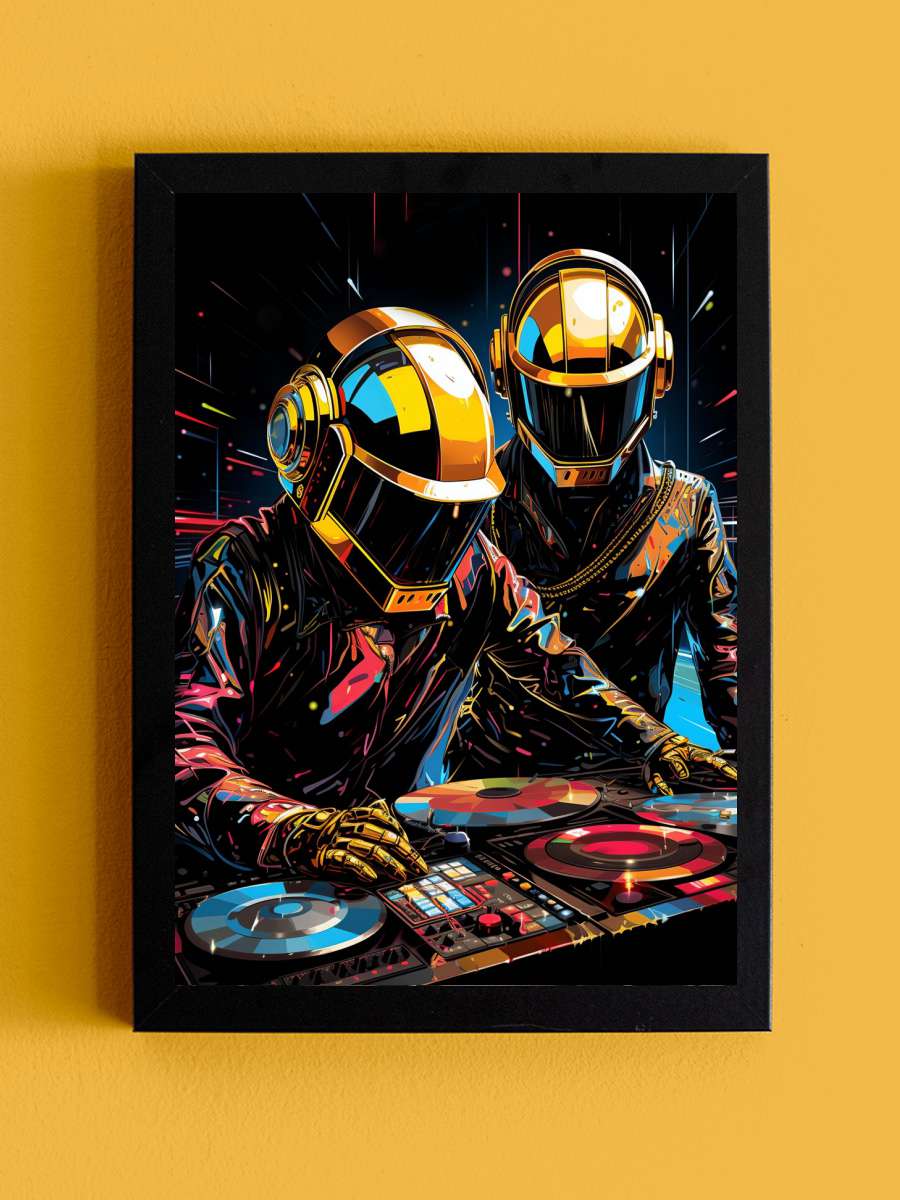 Daft Punk Müzik Poster Tablo Siyah Çerçeveli Yüksek Kalite Müzik Duvar Tablo