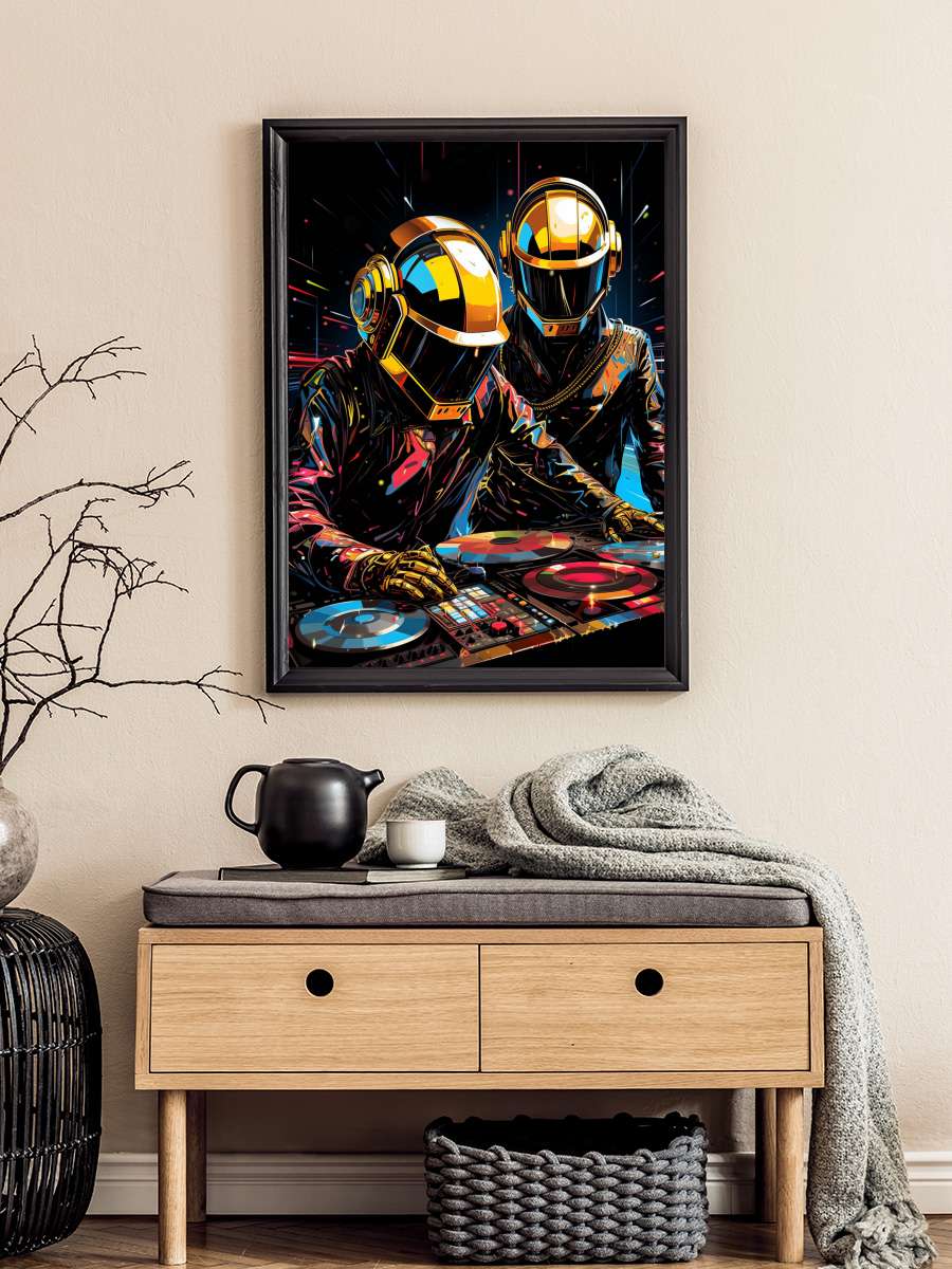 Daft Punk Müzik Poster Tablo Siyah Çerçeveli Yüksek Kalite Müzik Duvar Tablo