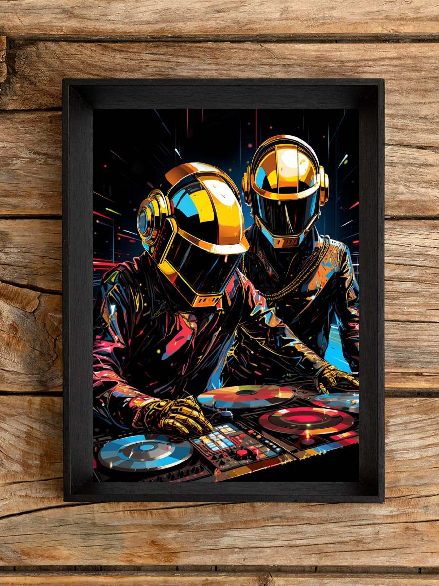 Daft Punk Müzik Poster Tablo Siyah Çerçeveli Yüksek Kalite Müzik Duvar Tablo