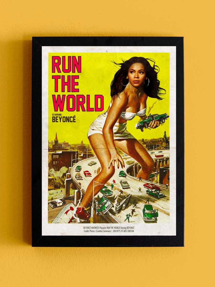 Run the world Müzik Poster Tablo Siyah Çerçeveli Yüksek Kalite Müzik Duvar Tablo