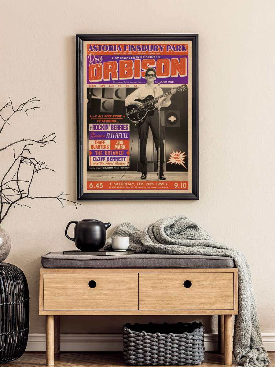 Roy Orbison - Astoria Finsbury Park 1965 Müzik Poster Tablo Siyah Çerçeveli Yüksek Kalite Müzik Duvar Tablo