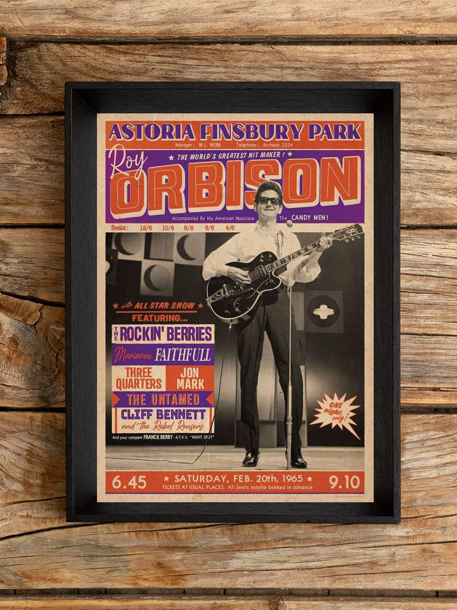 Roy Orbison - Astoria Finsbury Park 1965 Müzik Poster Tablo Siyah Çerçeveli Yüksek Kalite Müzik Duvar Tablo