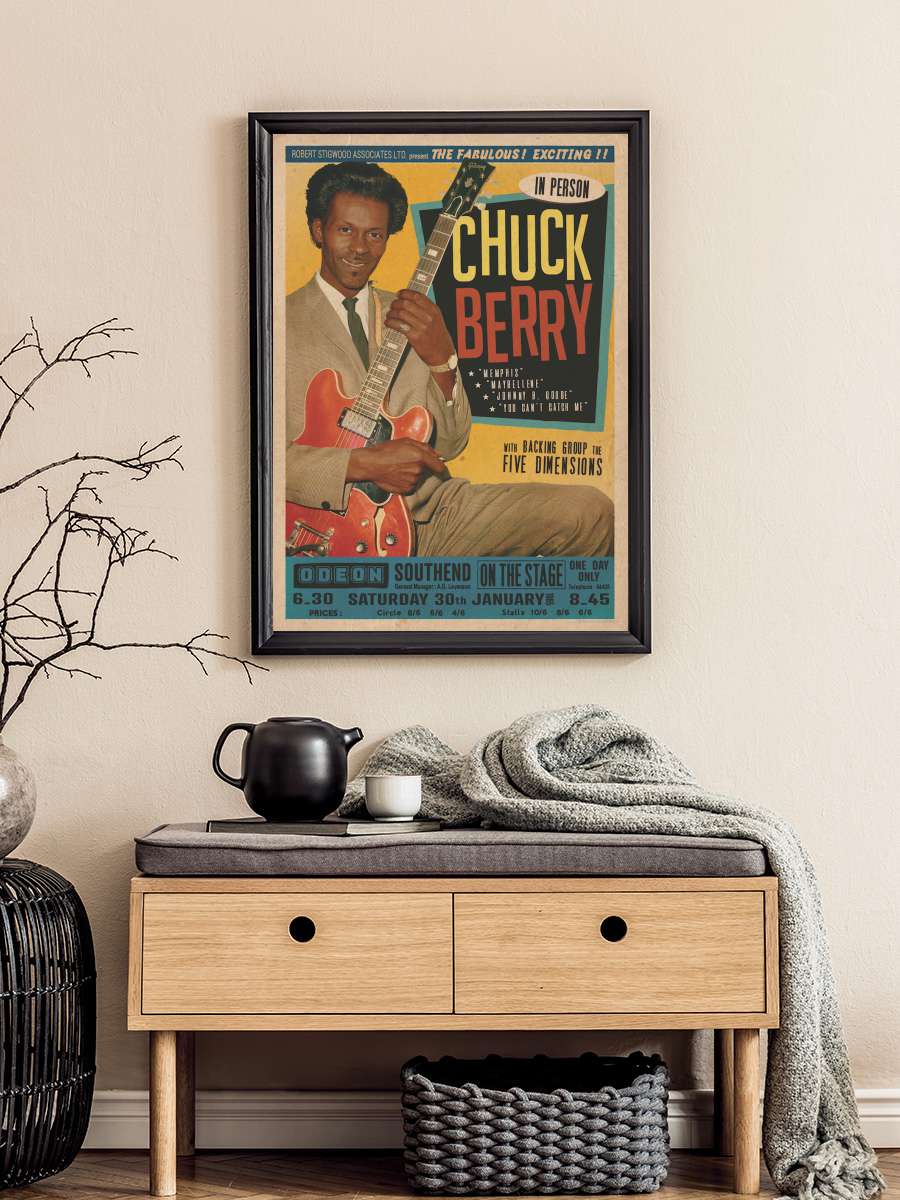 Chuck Berry at the Odeon - Southend Müzik Poster Tablo Siyah Çerçeveli Yüksek Kalite Müzik Duvar Tablo