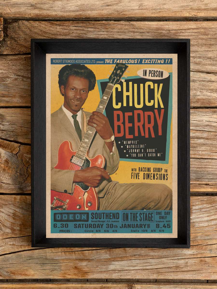 Chuck Berry at the Odeon - Southend Müzik Poster Tablo Siyah Çerçeveli Yüksek Kalite Müzik Duvar Tablo