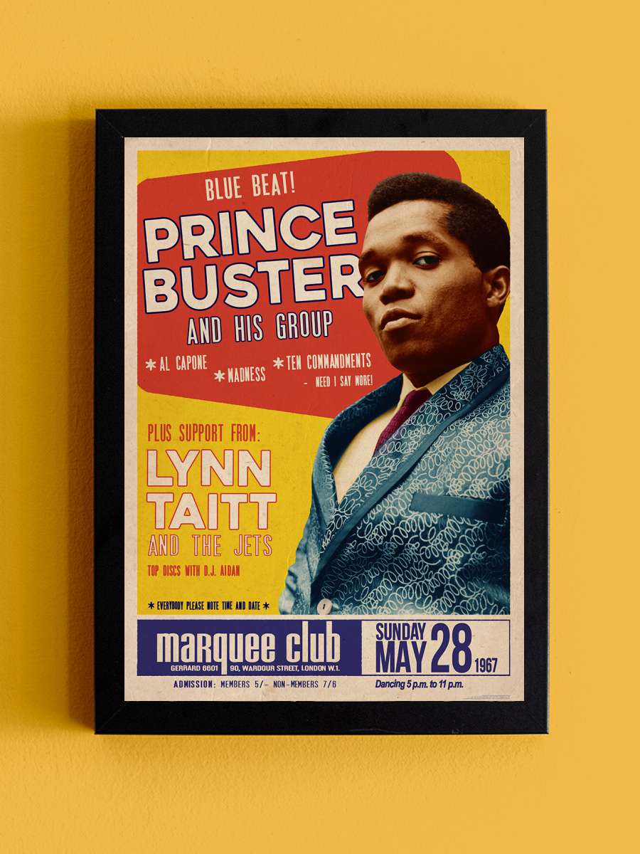 Prince Buster - Marquee Club 1967 Müzik Poster Tablo Siyah Çerçeveli Yüksek Kalite Müzik Duvar Tablo