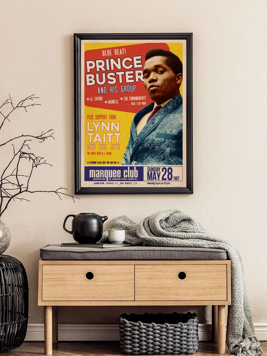 Prince Buster - Marquee Club 1967 Müzik Poster Tablo Siyah Çerçeveli Yüksek Kalite Müzik Duvar Tablo