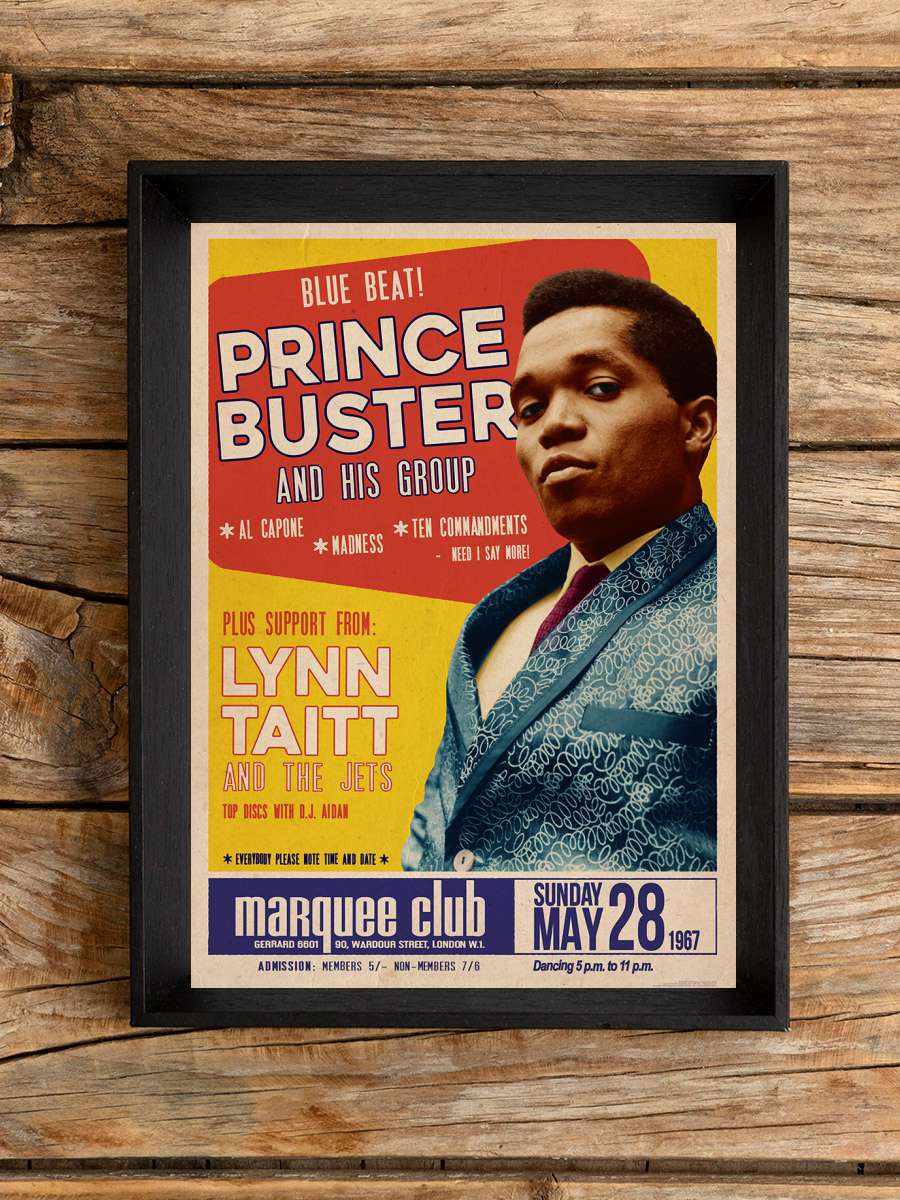 Prince Buster - Marquee Club 1967 Müzik Poster Tablo Siyah Çerçeveli Yüksek Kalite Müzik Duvar Tablo