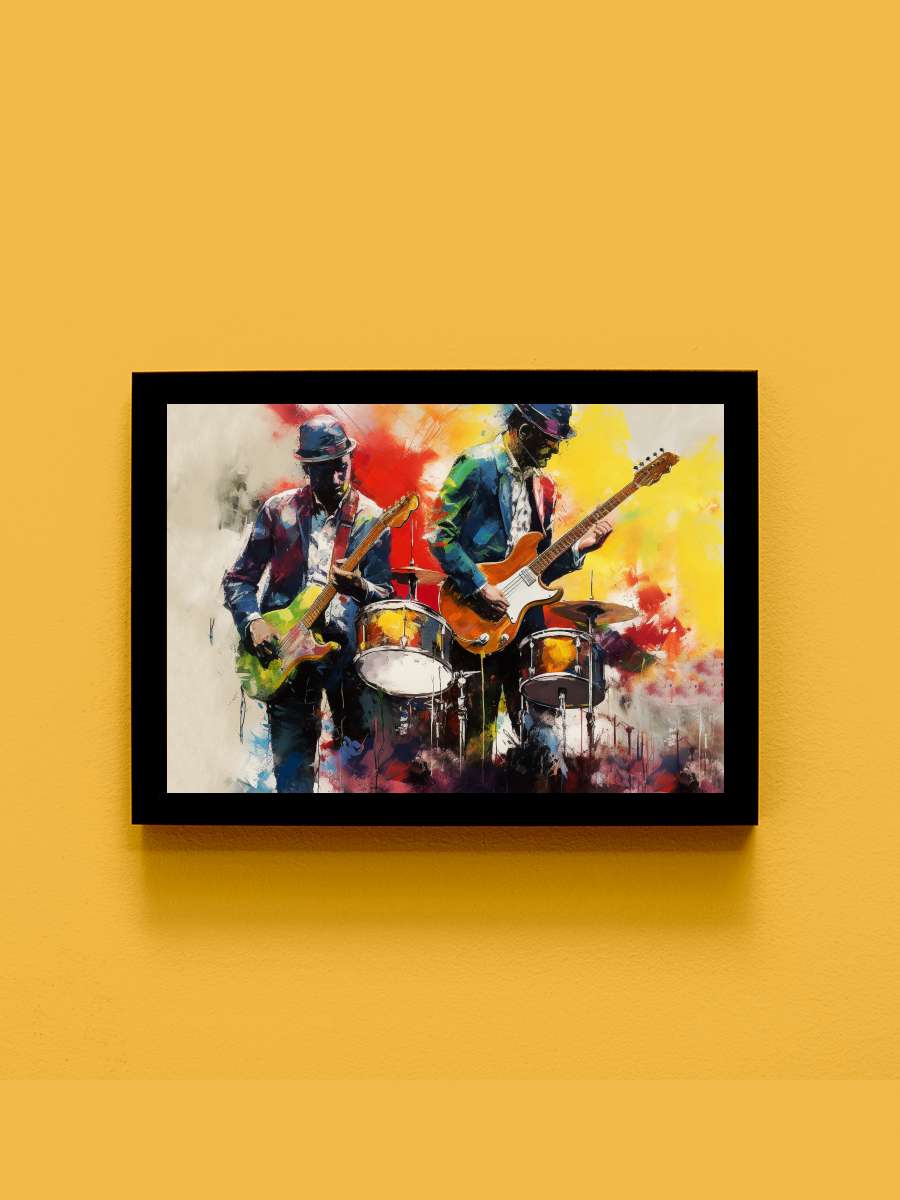 Rock & jazz Musician Band… Band playing guitar, wall art… Müzik Poster Tablo Siyah Çerçeveli Yüksek Kalite Müzik Duvar Tablo