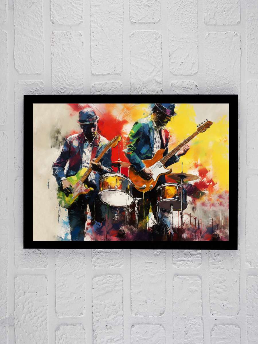 Rock & jazz Musician Band… Band playing guitar, wall art… Müzik Poster Tablo Siyah Çerçeveli Yüksek Kalite Müzik Duvar Tablo