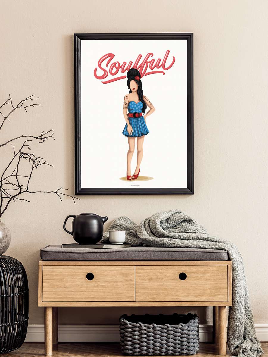 Amy Soulful Müzik Poster Tablo Siyah Çerçeveli Yüksek Kalite Müzik Duvar Tablo