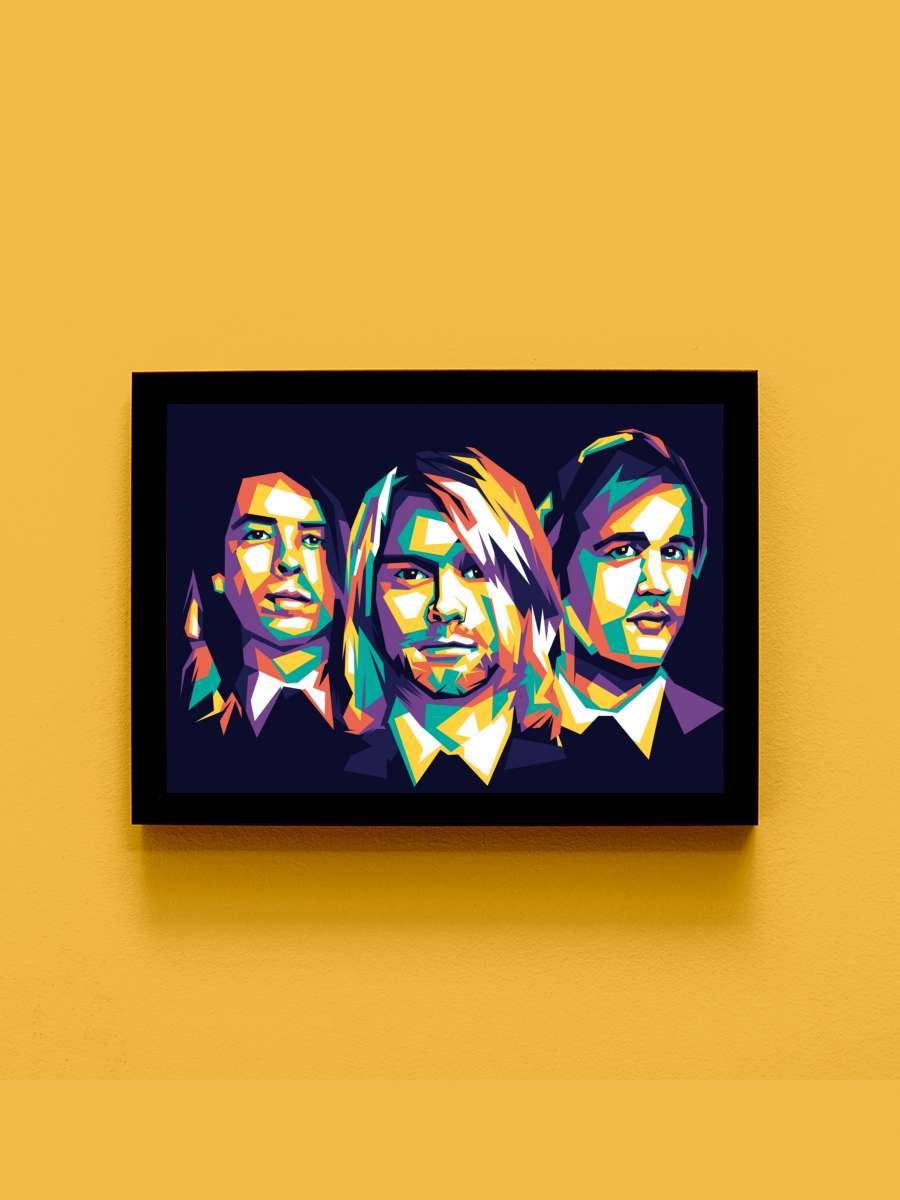 Nirvana  Müzik Poster Tablo Siyah Çerçeveli Yüksek Kalite Müzik Duvar Tablo