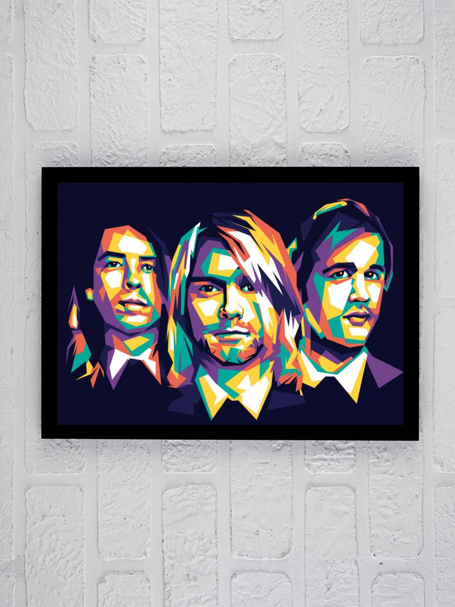 Nirvana  Müzik Poster Tablo Siyah Çerçeveli Yüksek Kalite Müzik Duvar Tablo