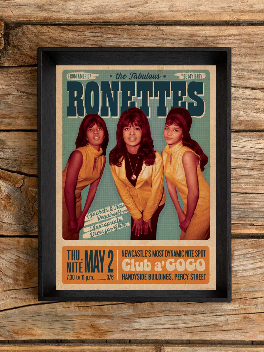 The Ronettes - Newcastle Müzik Poster Tablo Siyah Çerçeveli Yüksek Kalite Müzik Duvar Tablo