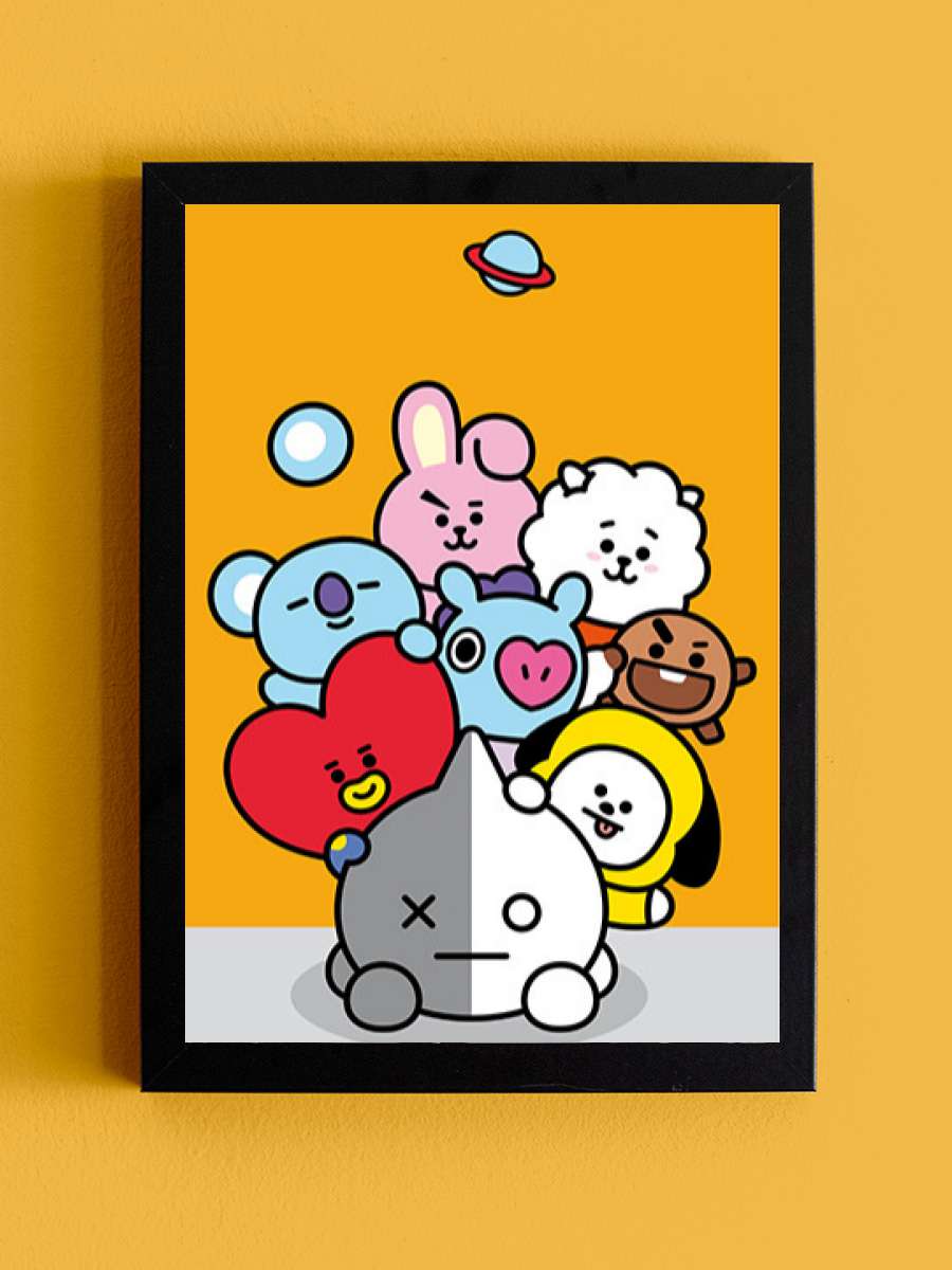 BT21 Müzik Poster Tablo Siyah Çerçeveli Yüksek Kalite Müzik Duvar Tablo