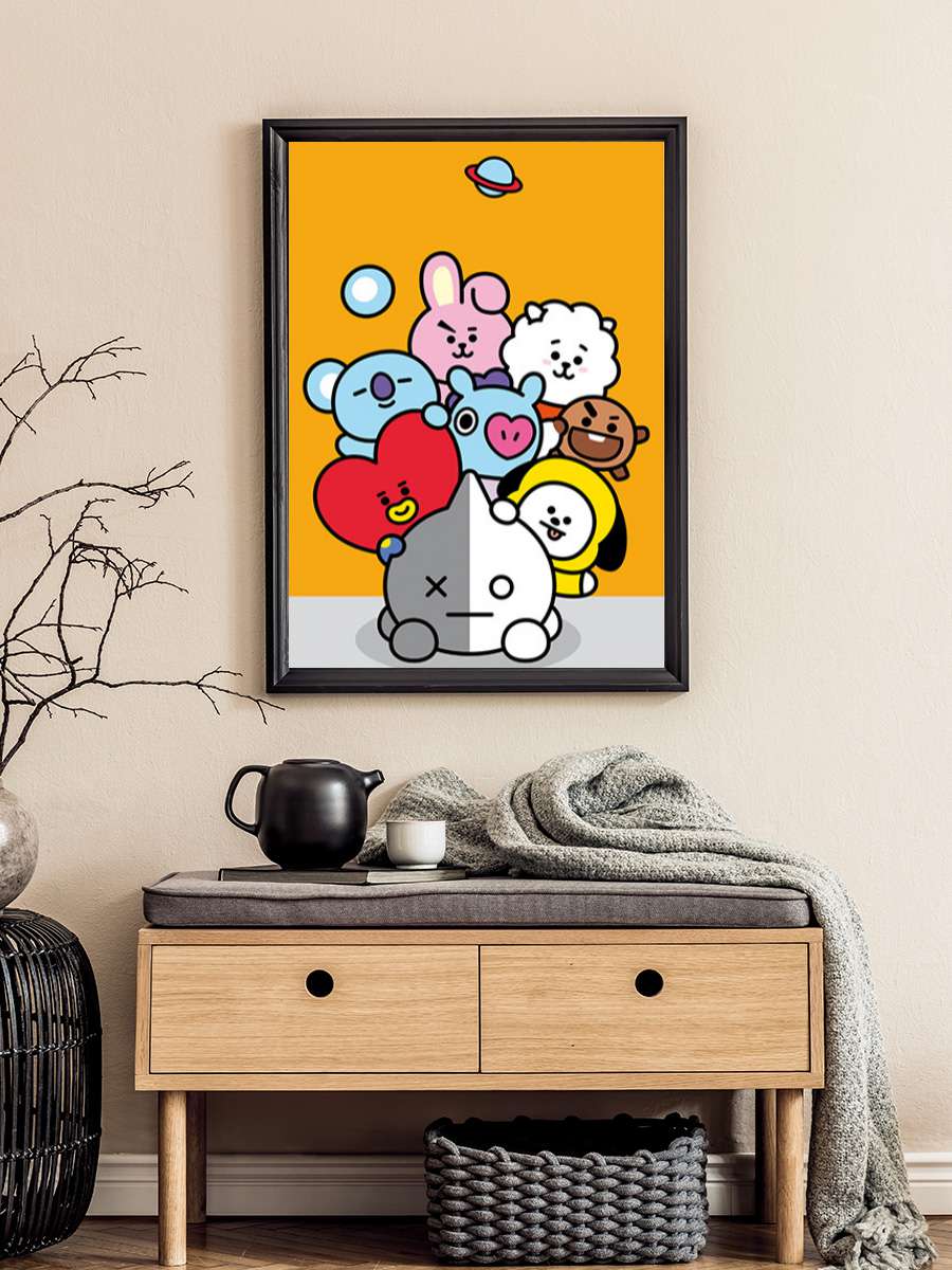 BT21 Müzik Poster Tablo Siyah Çerçeveli Yüksek Kalite Müzik Duvar Tablo