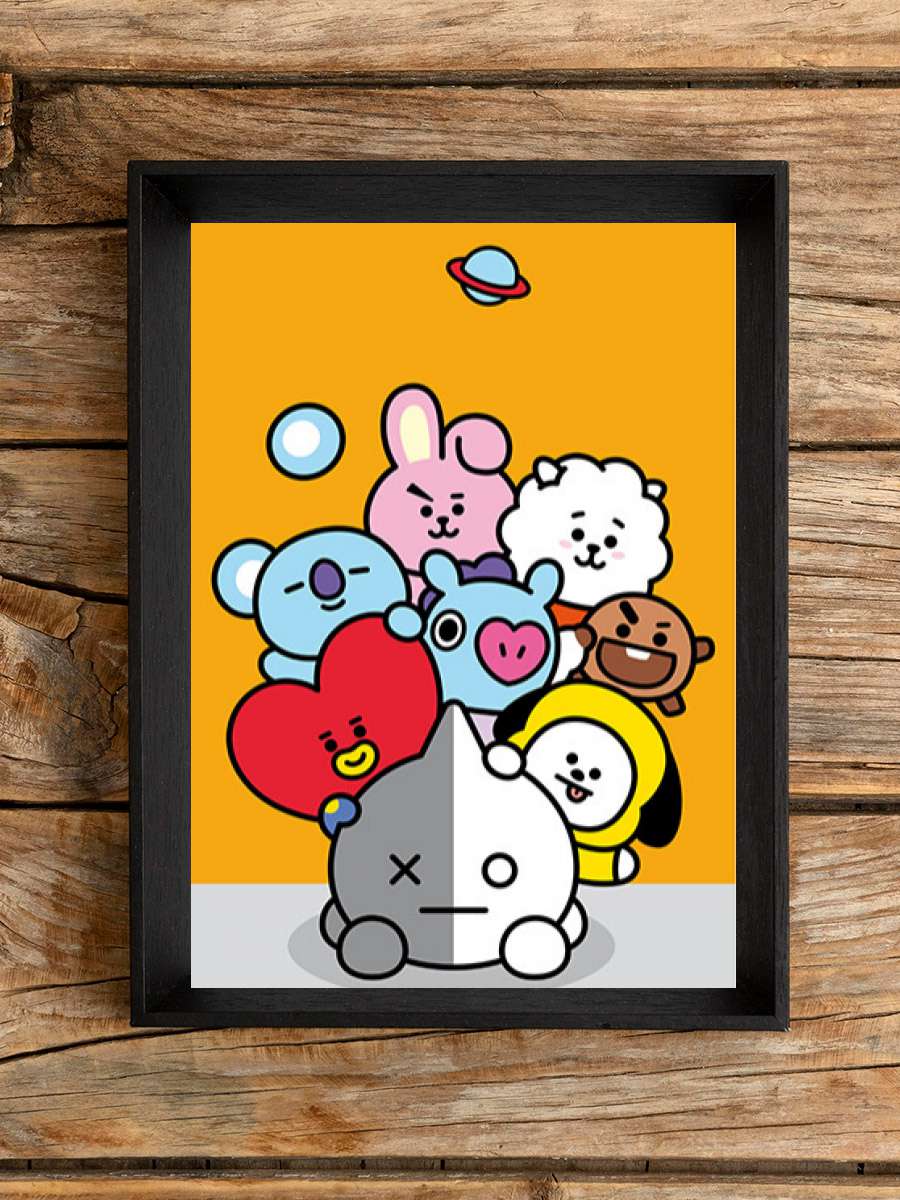 BT21 Müzik Poster Tablo Siyah Çerçeveli Yüksek Kalite Müzik Duvar Tablo