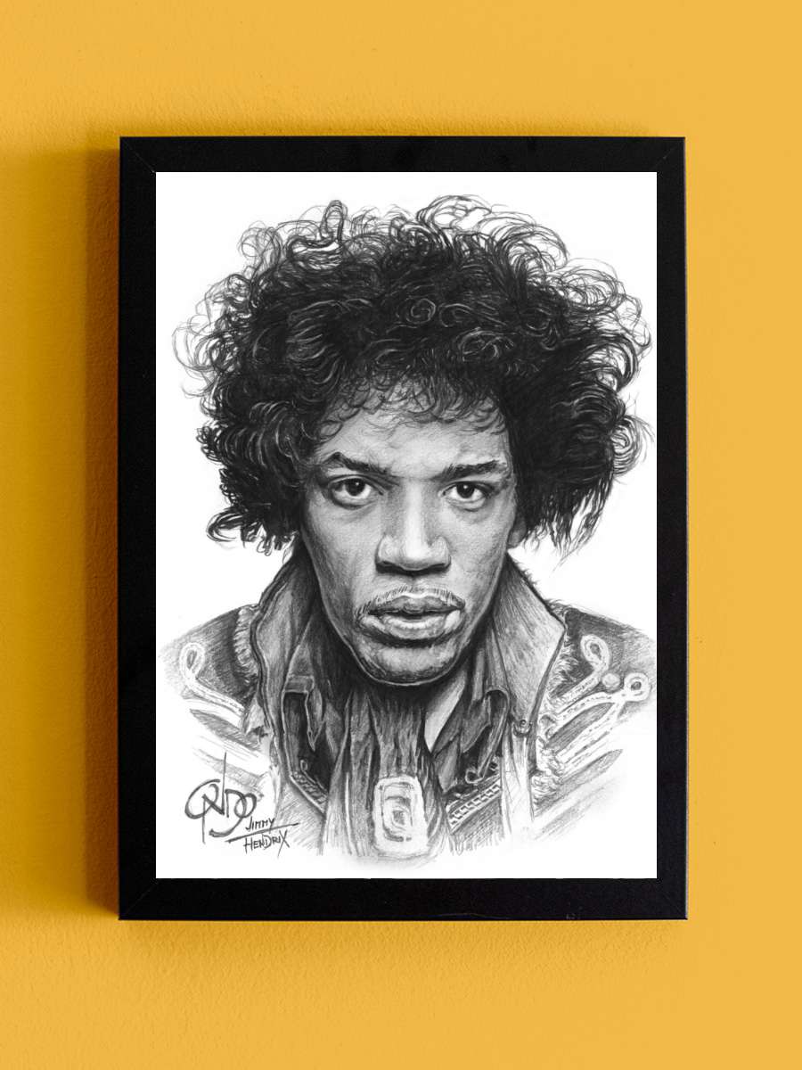 Hendrix illustration Müzik Poster Tablo Siyah Çerçeveli Yüksek Kalite Müzik Duvar Tablo