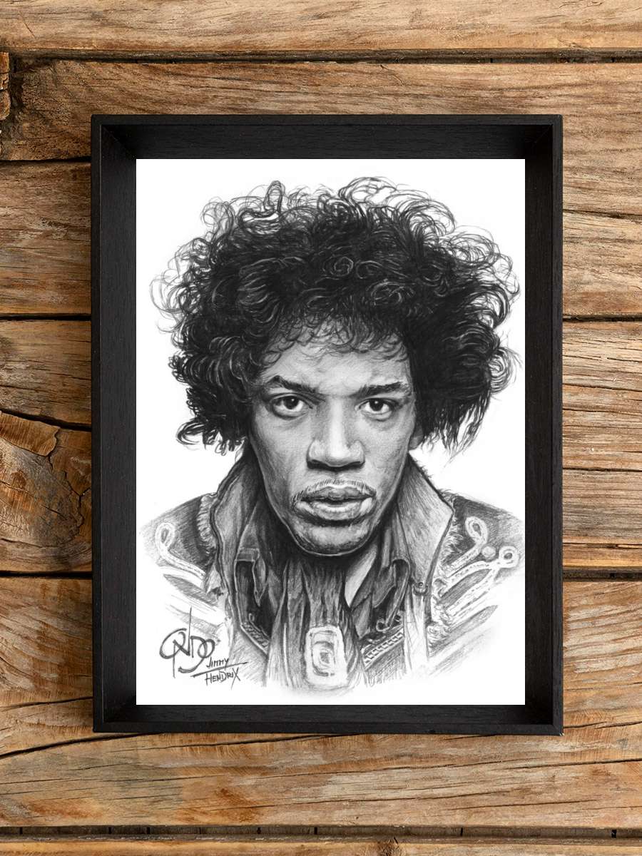 Hendrix illustration Müzik Poster Tablo Siyah Çerçeveli Yüksek Kalite Müzik Duvar Tablo