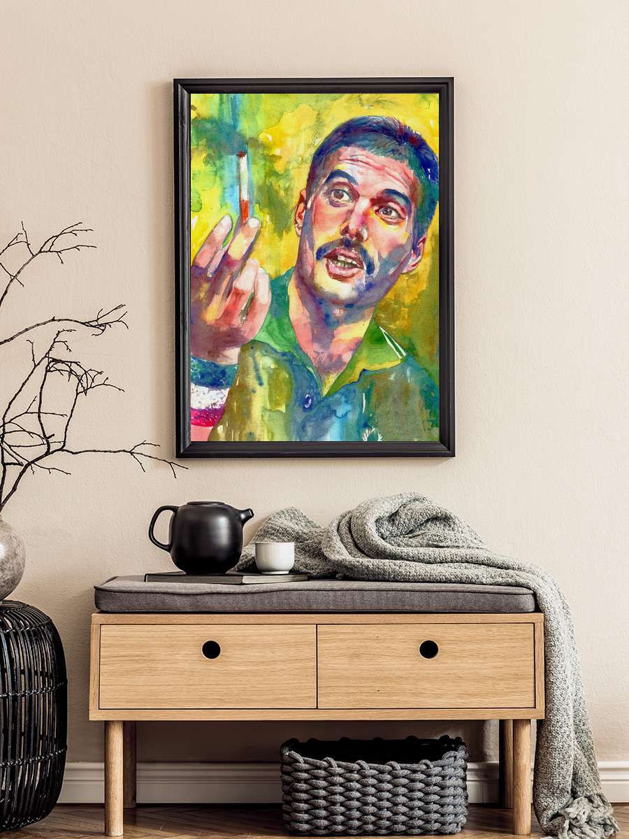 Painting Freddie.M Müzik Poster Tablo Siyah Çerçeveli Yüksek Kalite Müzik Duvar Tablo