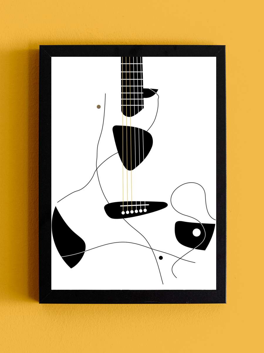 Minimalist Guitar illustration… illustration v2 Müzik Poster Tablo Siyah Çerçeveli Yüksek Kalite Müzik Duvar Tablo