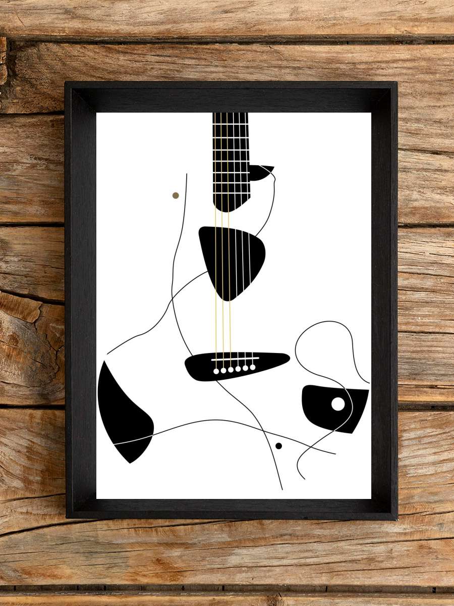 Minimalist Guitar illustration… illustration v2 Müzik Poster Tablo Siyah Çerçeveli Yüksek Kalite Müzik Duvar Tablo