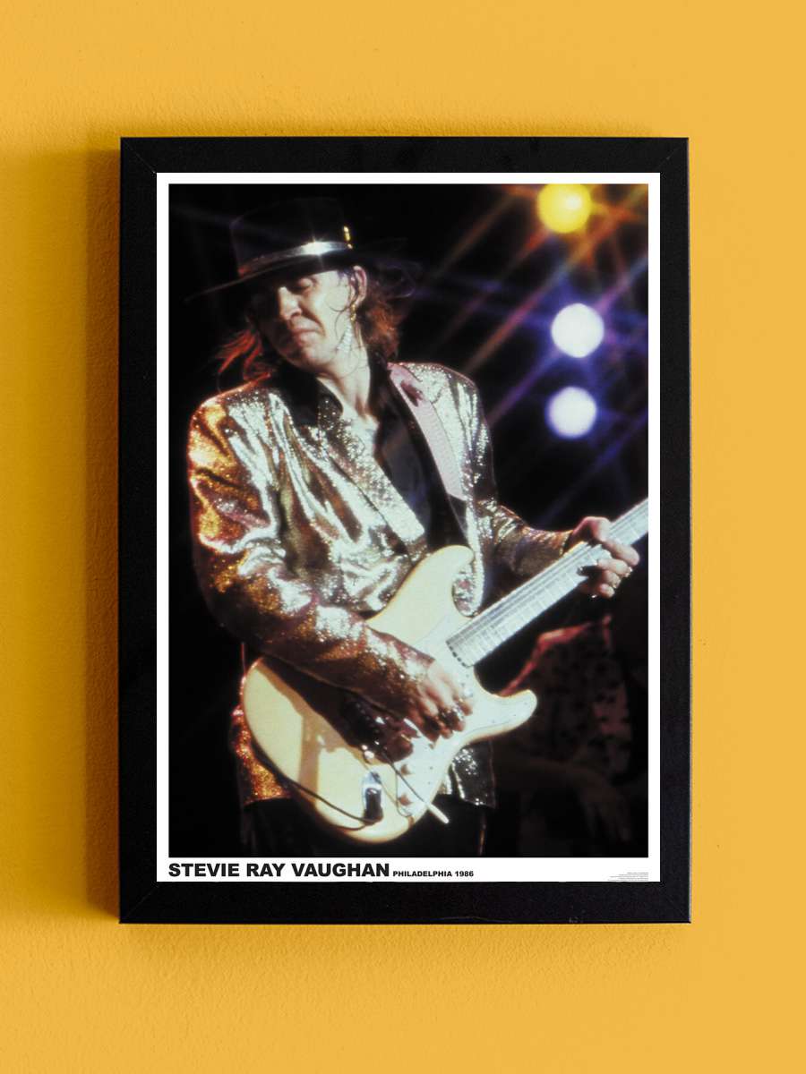 Stevie Ray Vaughan - Philadelphia 1986 Müzik Poster Tablo Siyah Çerçeveli Yüksek Kalite Müzik Duvar Tablo