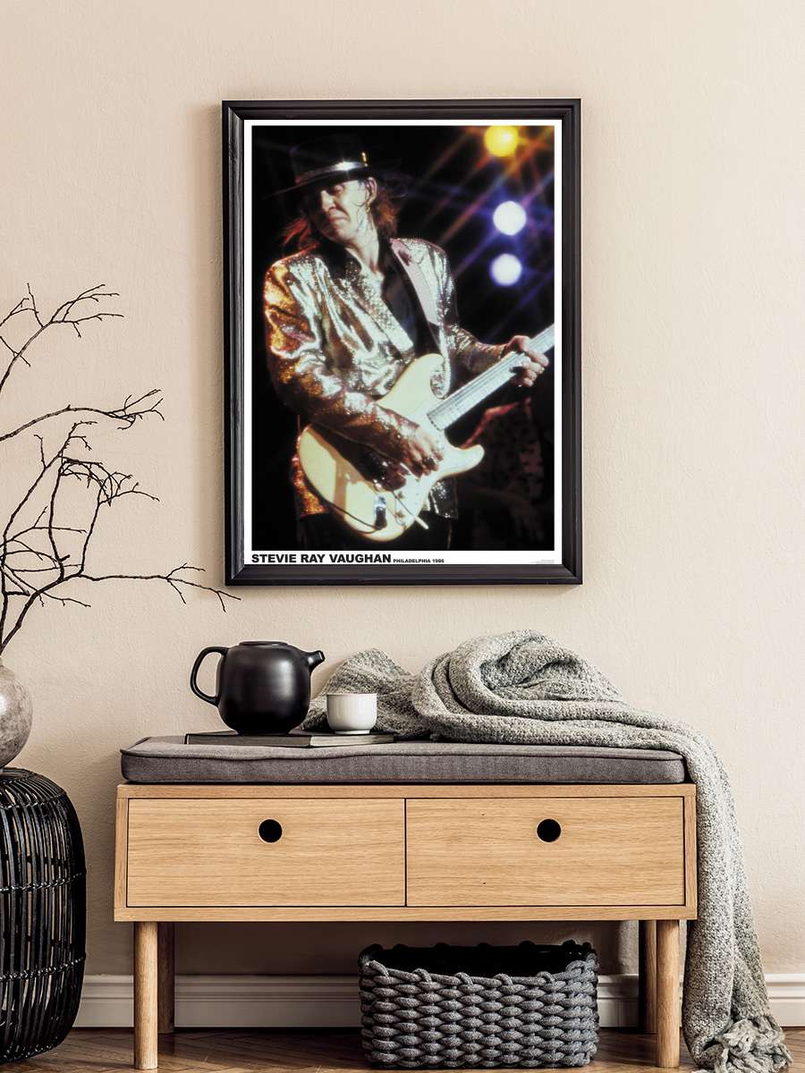 Stevie Ray Vaughan - Philadelphia 1986 Müzik Poster Tablo Siyah Çerçeveli Yüksek Kalite Müzik Duvar Tablo