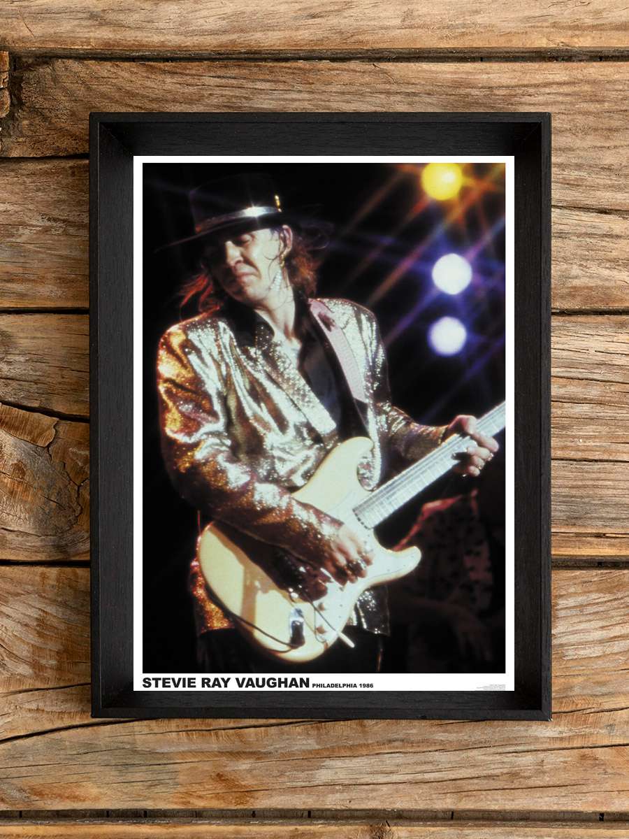 Stevie Ray Vaughan - Philadelphia 1986 Müzik Poster Tablo Siyah Çerçeveli Yüksek Kalite Müzik Duvar Tablo