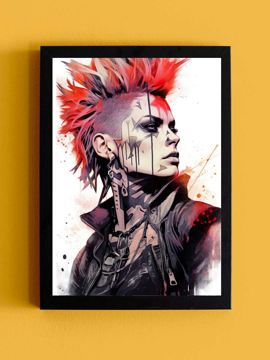 Punk Girl Müzik Poster Tablo Siyah Çerçeveli Yüksek Kalite Müzik Duvar Tablo