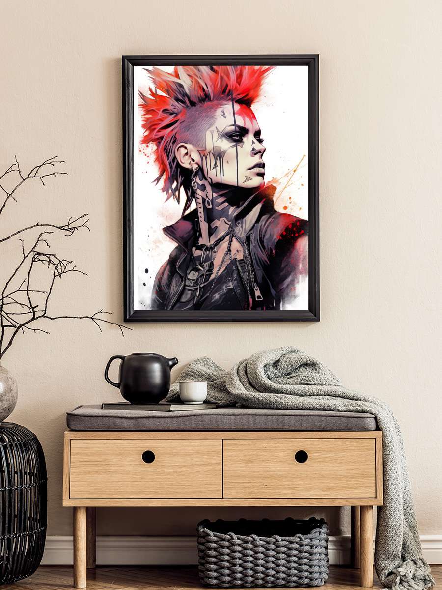 Punk Girl Müzik Poster Tablo Siyah Çerçeveli Yüksek Kalite Müzik Duvar Tablo