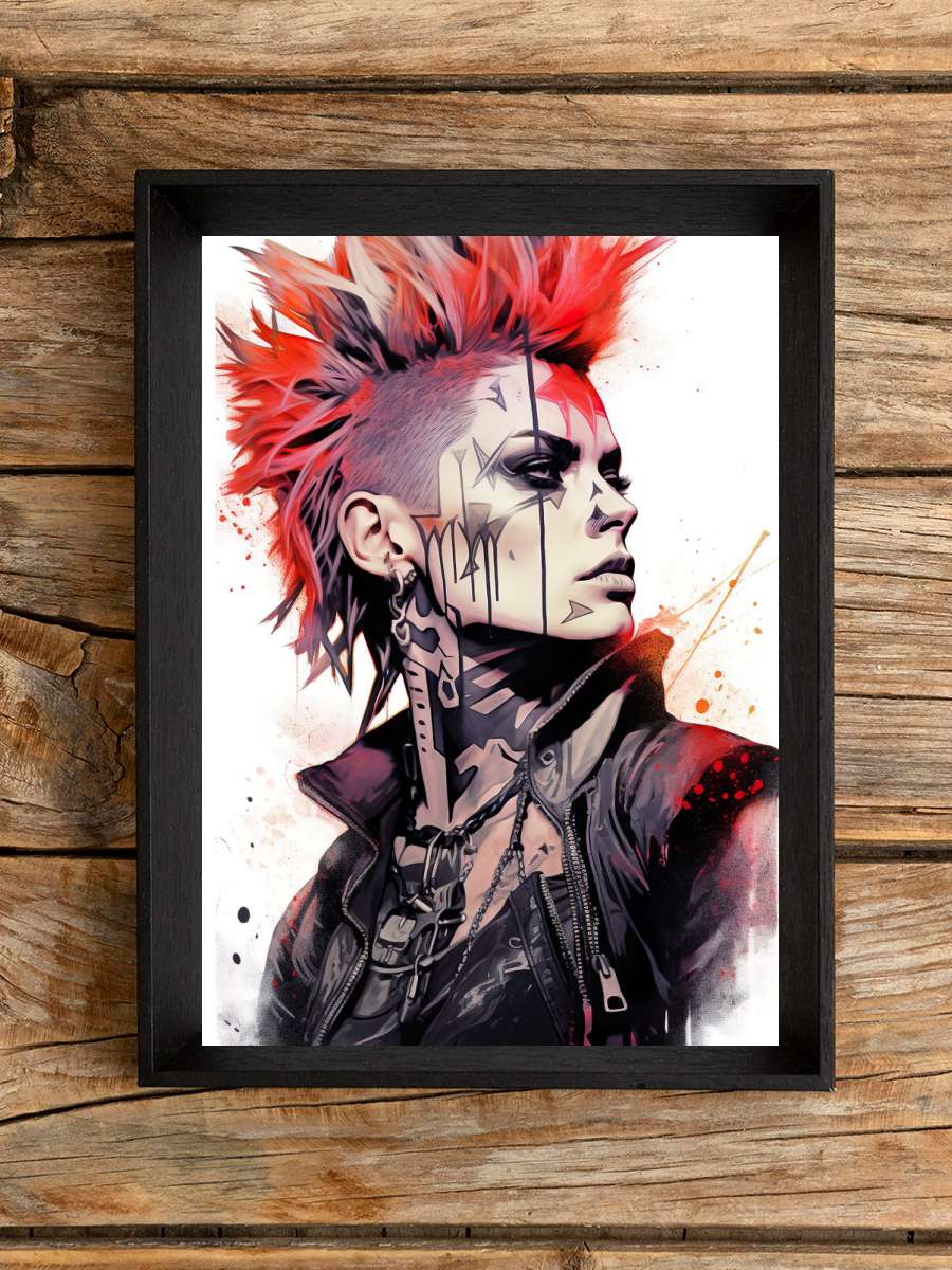 Punk Girl Müzik Poster Tablo Siyah Çerçeveli Yüksek Kalite Müzik Duvar Tablo