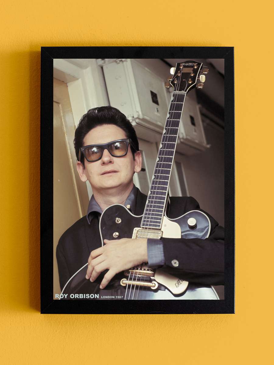 Roy Orbison - Colour with Gretsch London 1967 Müzik Poster Tablo Siyah Çerçeveli Yüksek Kalite Müzik Duvar Tablo