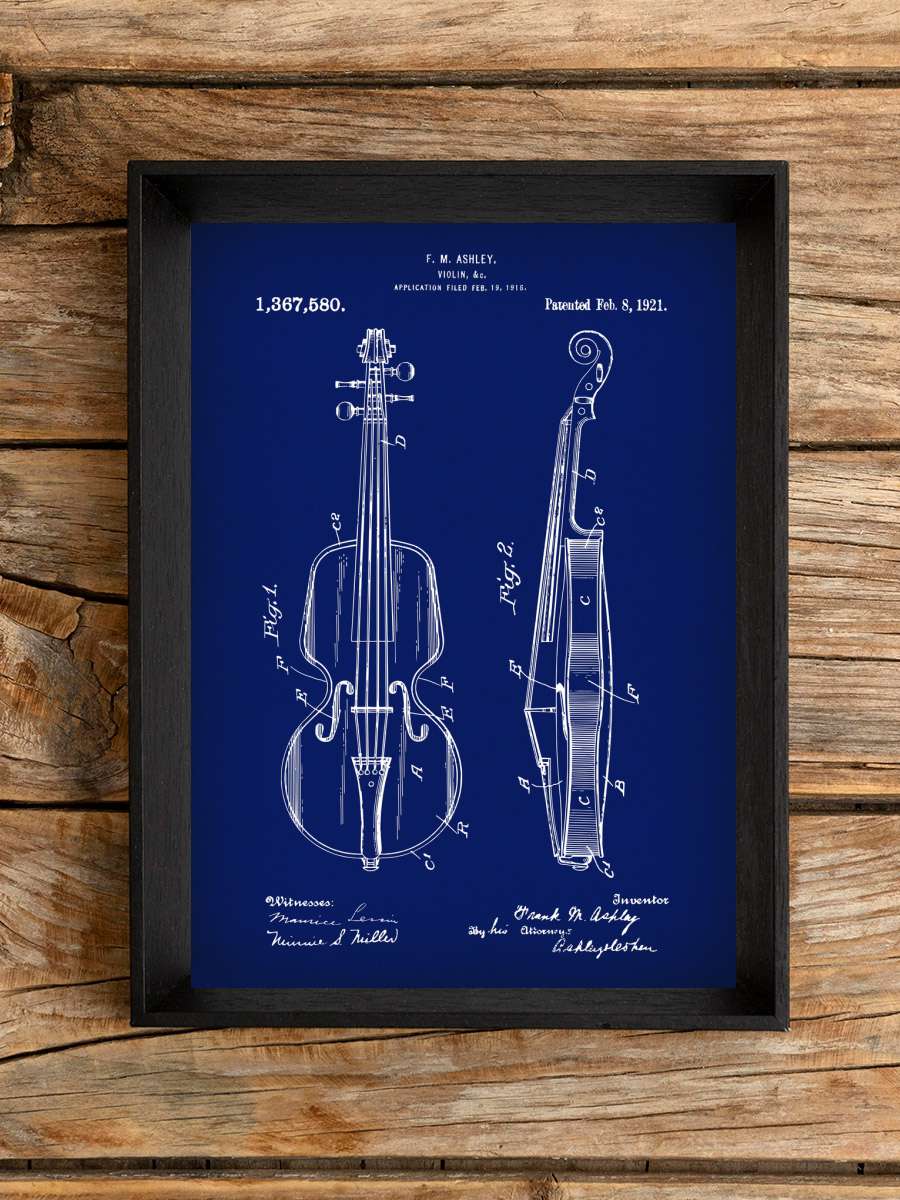 Violin Patent, was invented on… on 1921. Müzik Poster Tablo Siyah Çerçeveli Yüksek Kalite Müzik Duvar Tablo