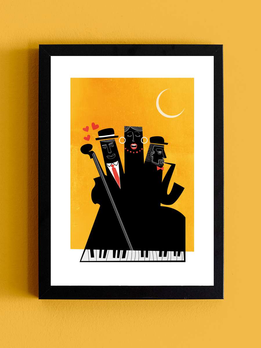 Kubistika - Casablanca Jazz Müzik Poster Tablo Siyah Çerçeveli Yüksek Kalite Müzik Duvar Tablo