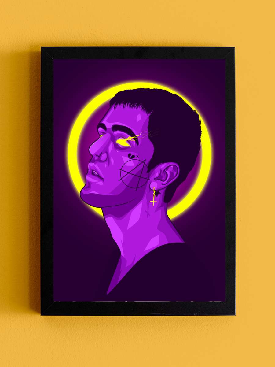 LIL Peep Neon Art Rapper Müzik Poster Tablo Siyah Çerçeveli Yüksek Kalite Müzik Duvar Tablo