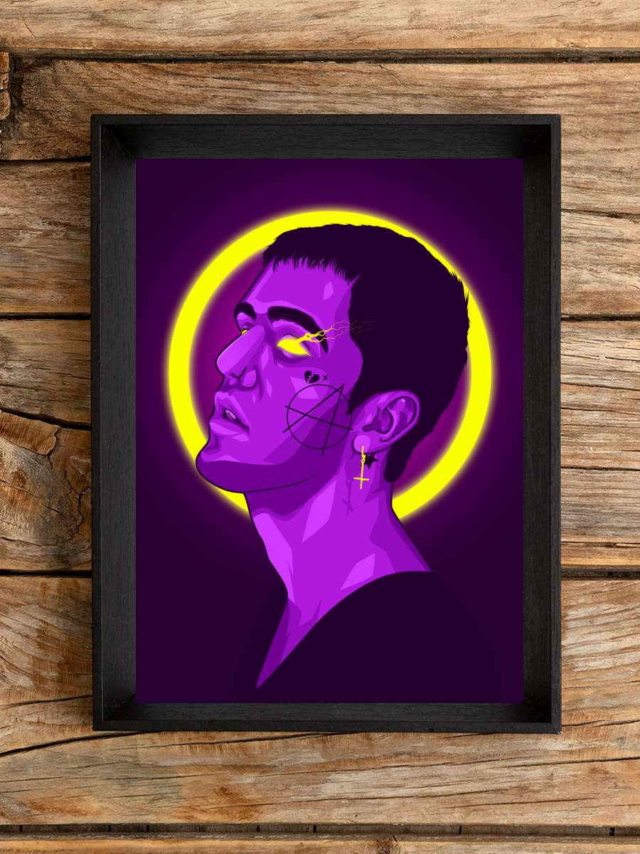 LIL Peep Neon Art Rapper Müzik Poster Tablo Siyah Çerçeveli Yüksek Kalite Müzik Duvar Tablo