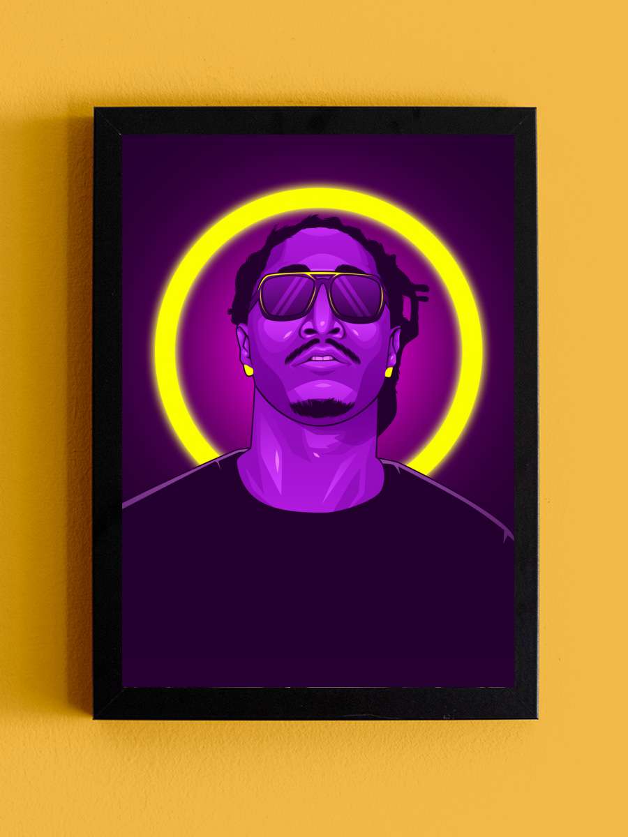 Future Neon Rapper Müzik Poster Tablo Siyah Çerçeveli Yüksek Kalite Müzik Duvar Tablo