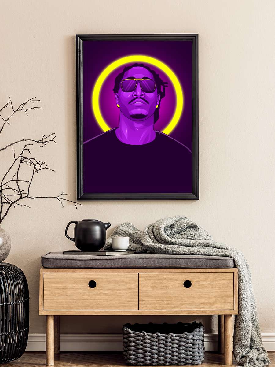 Future Neon Rapper Müzik Poster Tablo Siyah Çerçeveli Yüksek Kalite Müzik Duvar Tablo