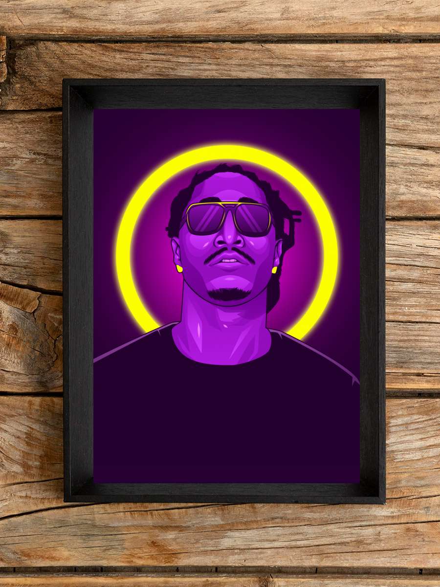 Future Neon Rapper Müzik Poster Tablo Siyah Çerçeveli Yüksek Kalite Müzik Duvar Tablo