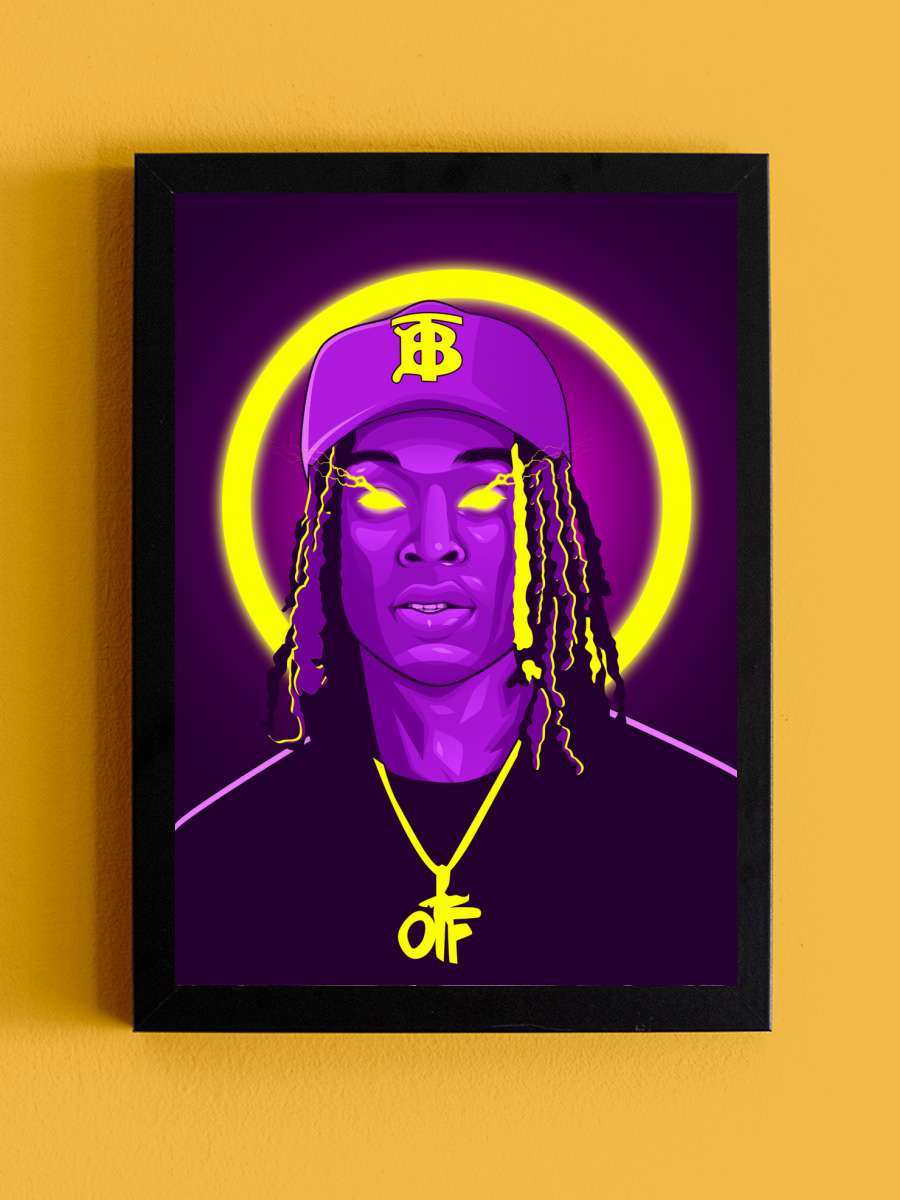 King Neon Art Rapper Müzik Poster Tablo Siyah Çerçeveli Yüksek Kalite Müzik Duvar Tablo