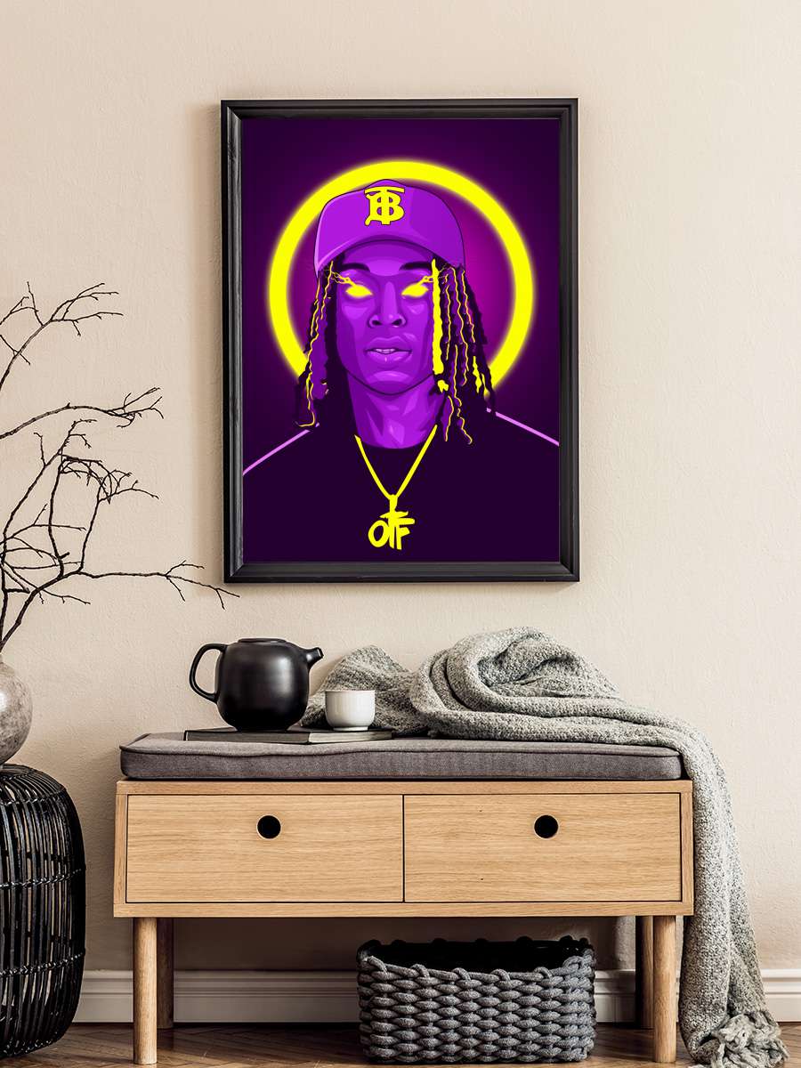 King Neon Art Rapper Müzik Poster Tablo Siyah Çerçeveli Yüksek Kalite Müzik Duvar Tablo