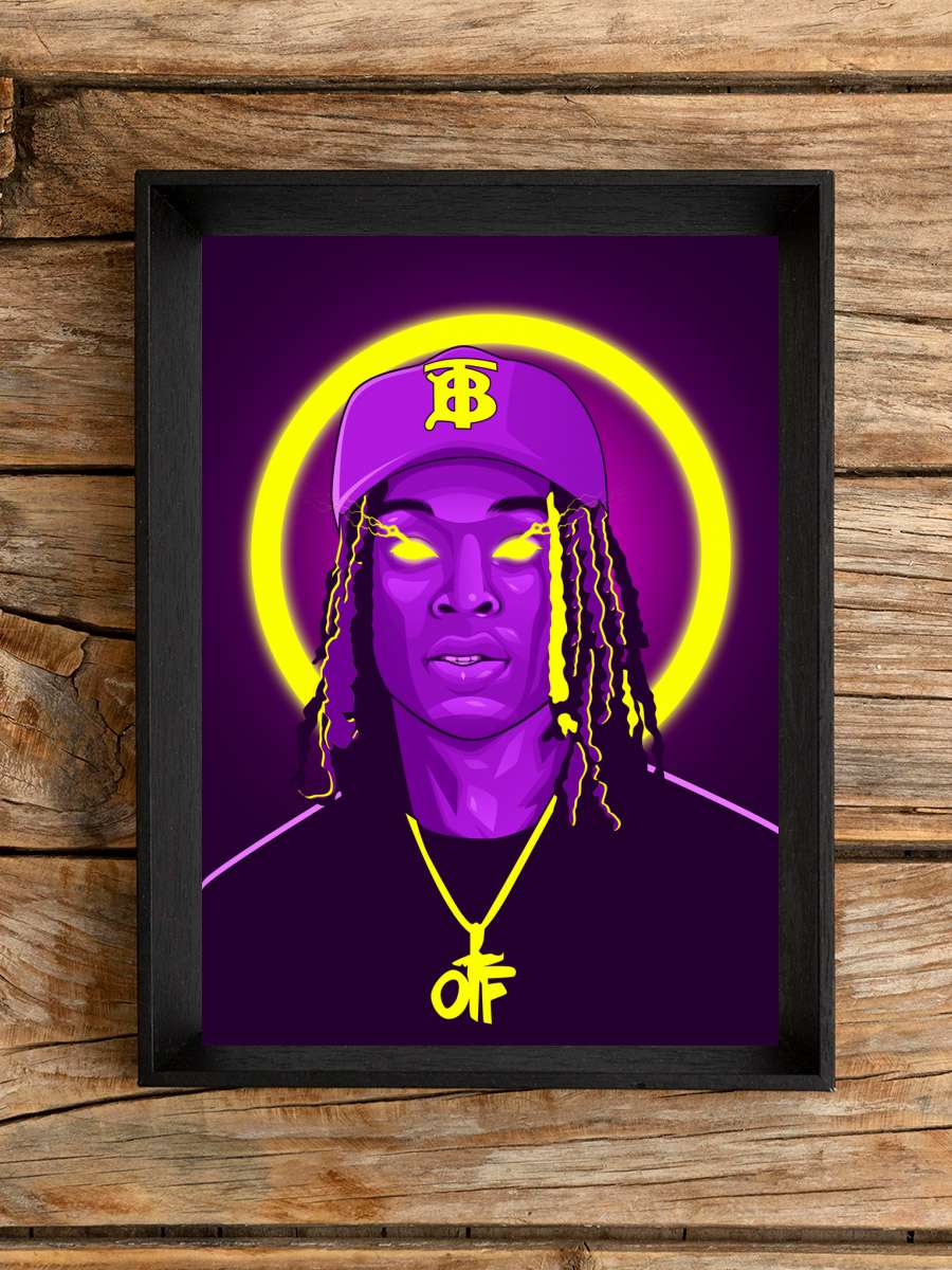 King Neon Art Rapper Müzik Poster Tablo Siyah Çerçeveli Yüksek Kalite Müzik Duvar Tablo