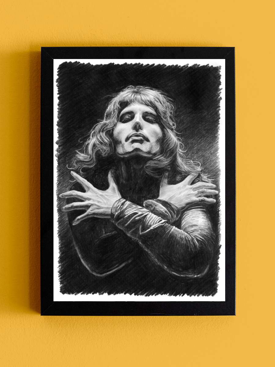 Freddie II cover Müzik Poster Tablo Siyah Çerçeveli Yüksek Kalite Müzik Duvar Tablo