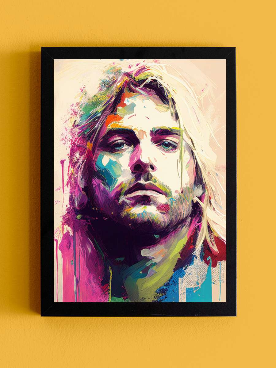 Cobain Portrait / painting Müzik Poster Tablo Siyah Çerçeveli Yüksek Kalite Müzik Duvar Tablo