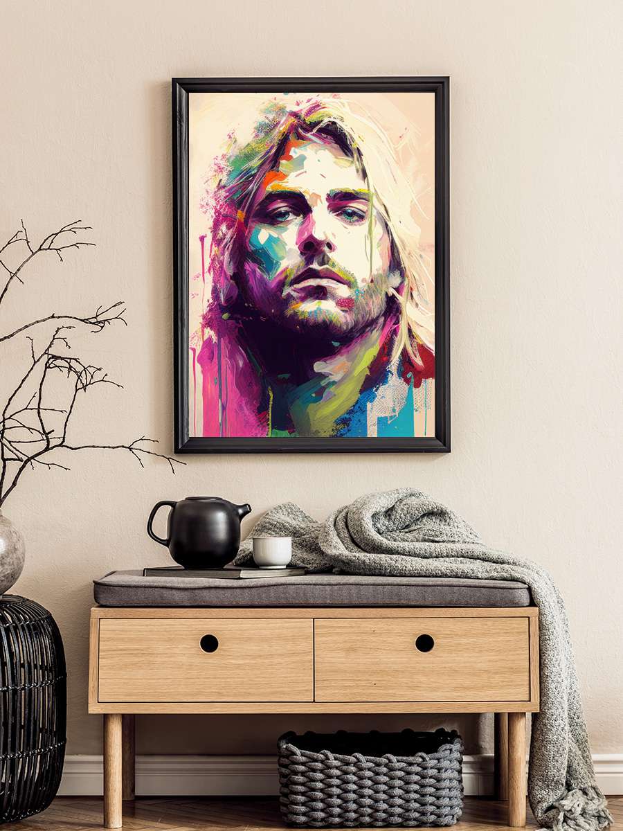 Cobain Portrait / painting Müzik Poster Tablo Siyah Çerçeveli Yüksek Kalite Müzik Duvar Tablo