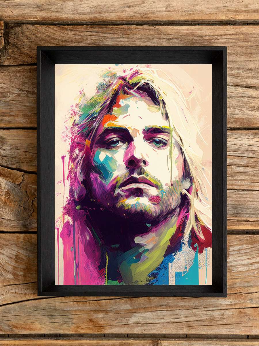 Cobain Portrait / painting Müzik Poster Tablo Siyah Çerçeveli Yüksek Kalite Müzik Duvar Tablo