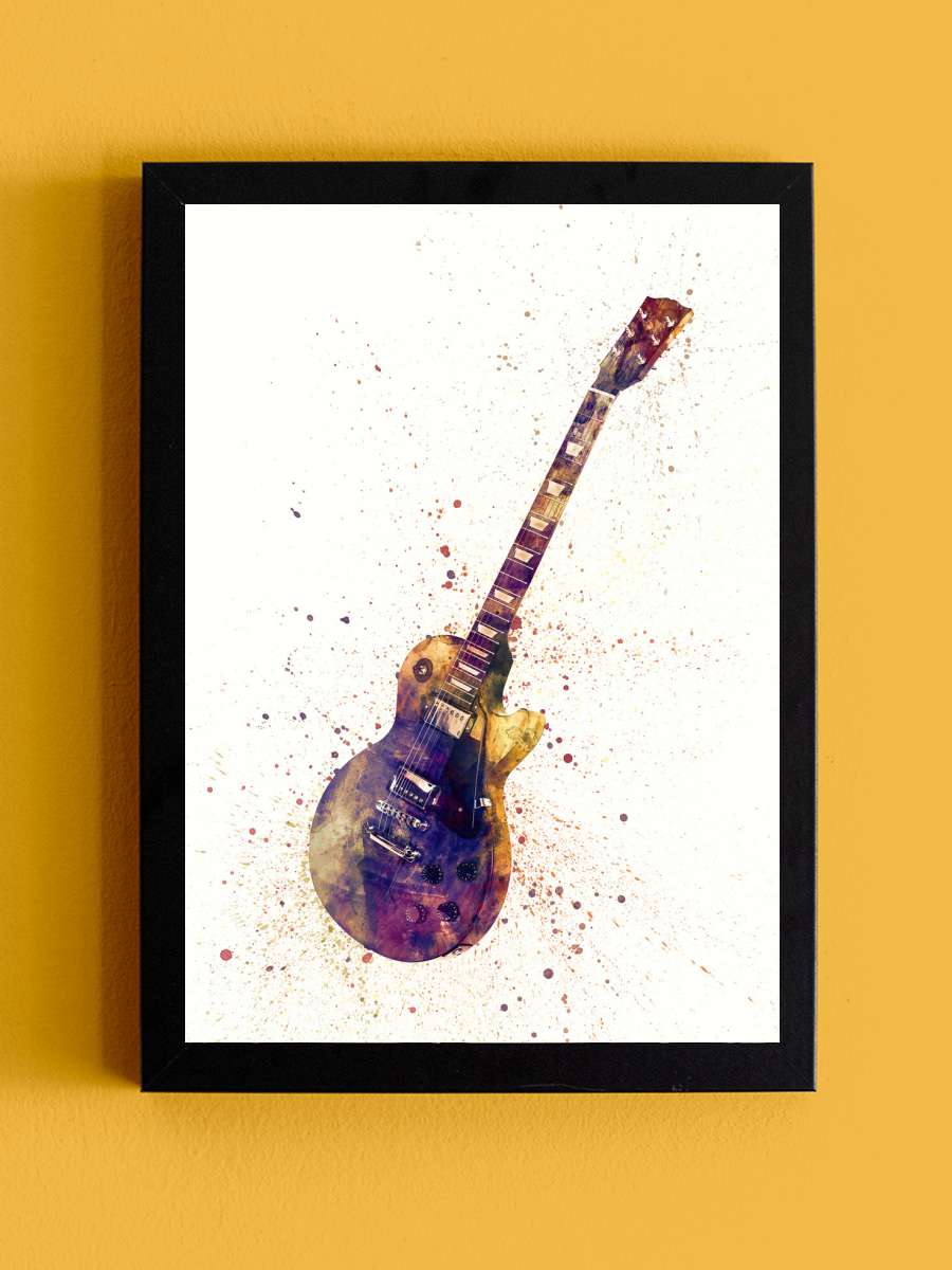 Electric Guitar Abstract… Abstract Watercolor II Müzik Poster Tablo Siyah Çerçeveli Yüksek Kalite Müzik Duvar Tablo