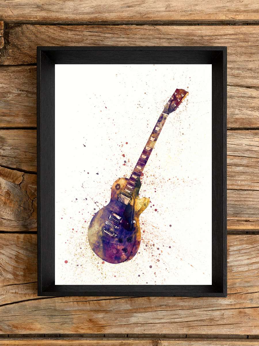 Electric Guitar Abstract… Abstract Watercolor II Müzik Poster Tablo Siyah Çerçeveli Yüksek Kalite Müzik Duvar Tablo