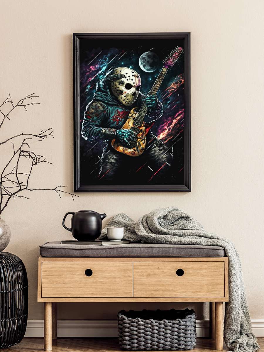 Rock Guitar Space Müzik Poster Tablo Siyah Çerçeveli Yüksek Kalite Müzik Duvar Tablo